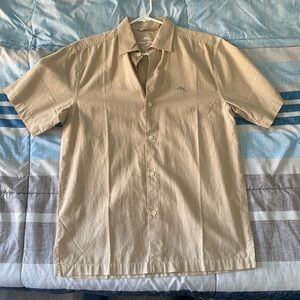 Tommy Bahama Beige Short-Sleeve Button-Down Shirt